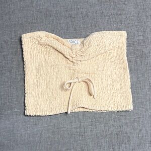 L*Space Ivory Textured Elastic Bandeau Top